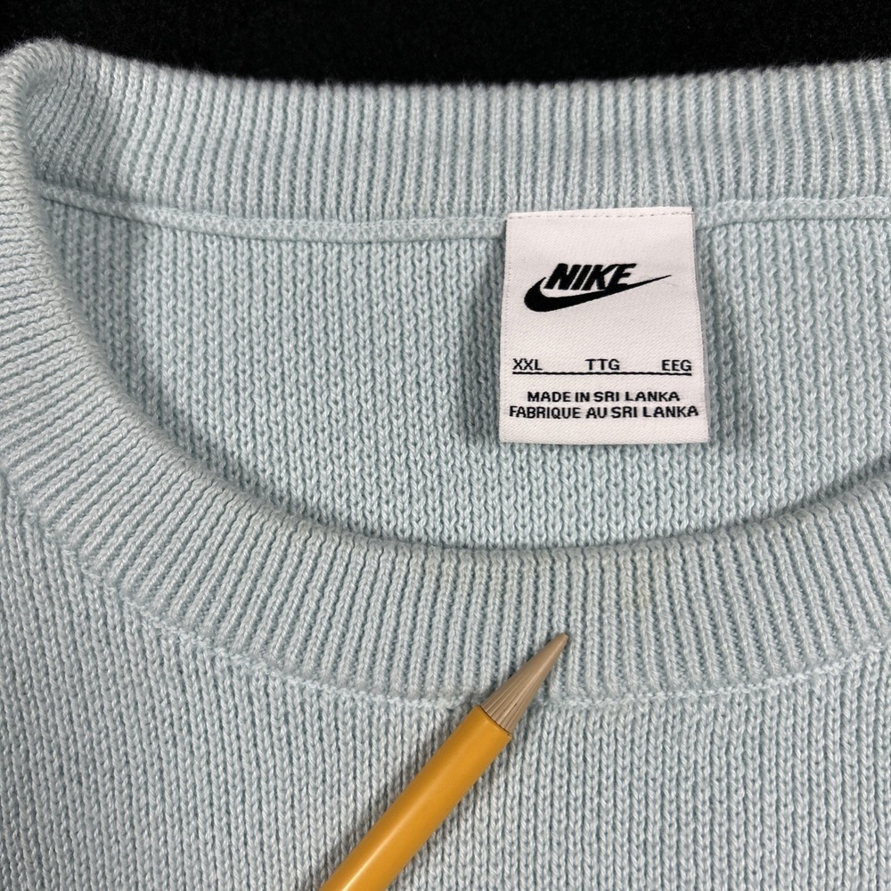Nike Life Knit Sweater Mens XXL Light Blue Ice Textured Crewneck DQ5176-412 - Picture 7 of 10